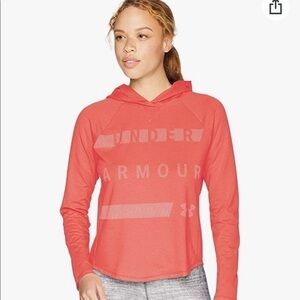 Under Armour Hoodie Pull Over Long Sleeve Pin Dot Big Front Logo V-neck Top